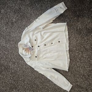White Denim Jacket with Button Details